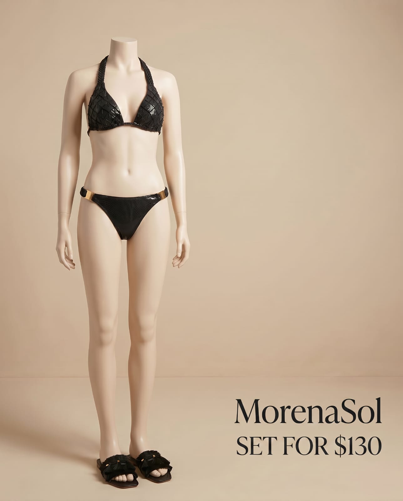 Set Negro Escamas Doradas de MorenaSol